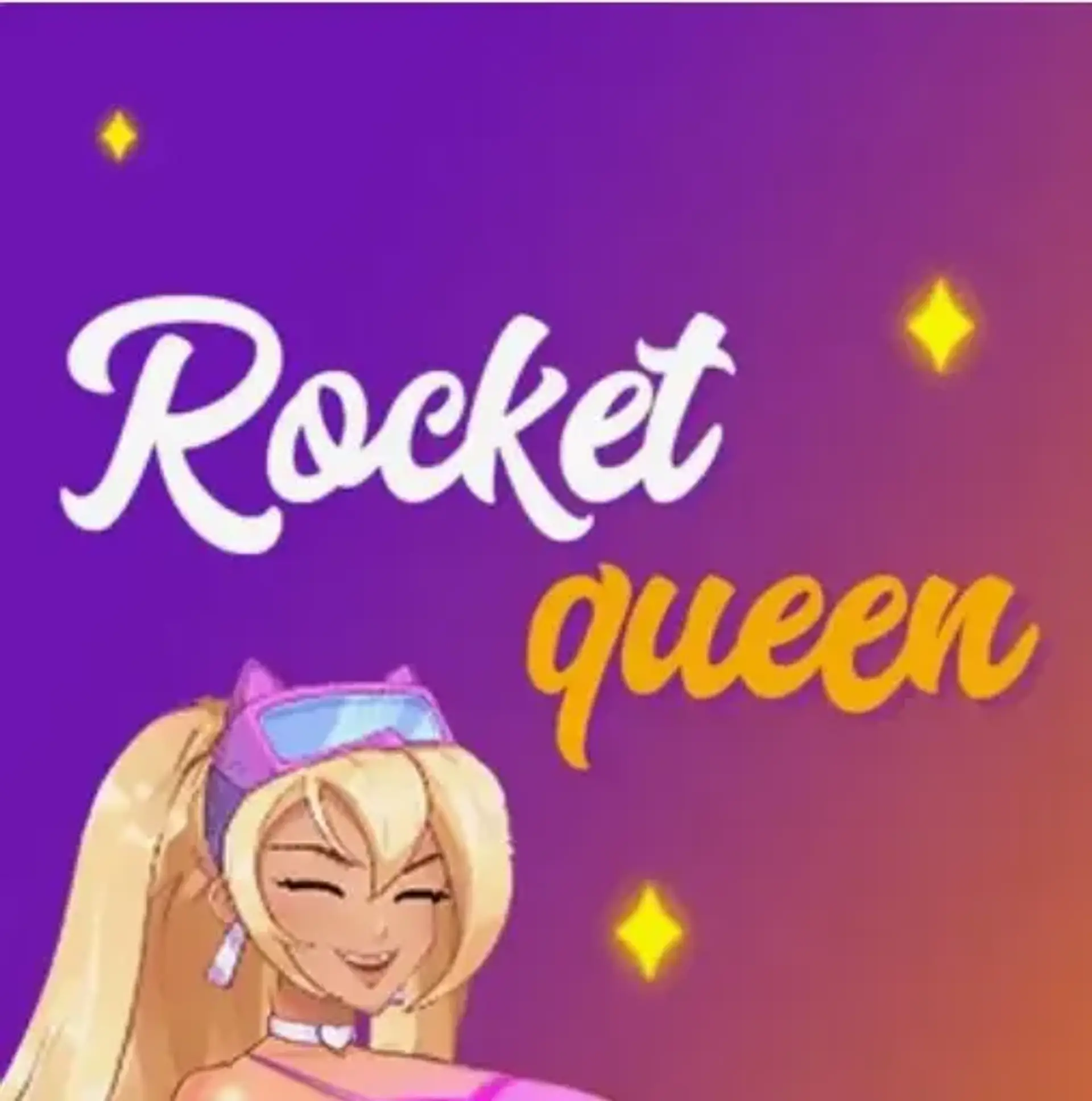Rocket Queen crash game hero visual showing a stylised blonde woman riding a blazing gold rocket upwards through deep cosmic space, with a live multiplier counter glowing x47.00 in oversized neon numerals, star particles trailing behind the rocket, and a dark nebula-blue atmosphere filling the background